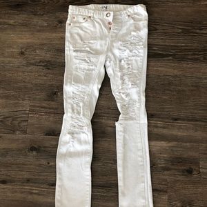 One Teaspoon Distressed White Jeans- Skinny
